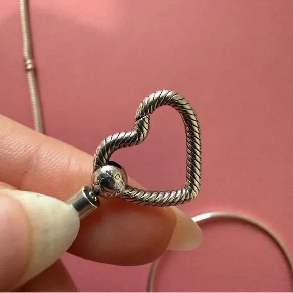 3 Pandora Moments Sterling Silver Bracelet Bundle Heart Clasp Leather Set - Picture 5 of 11